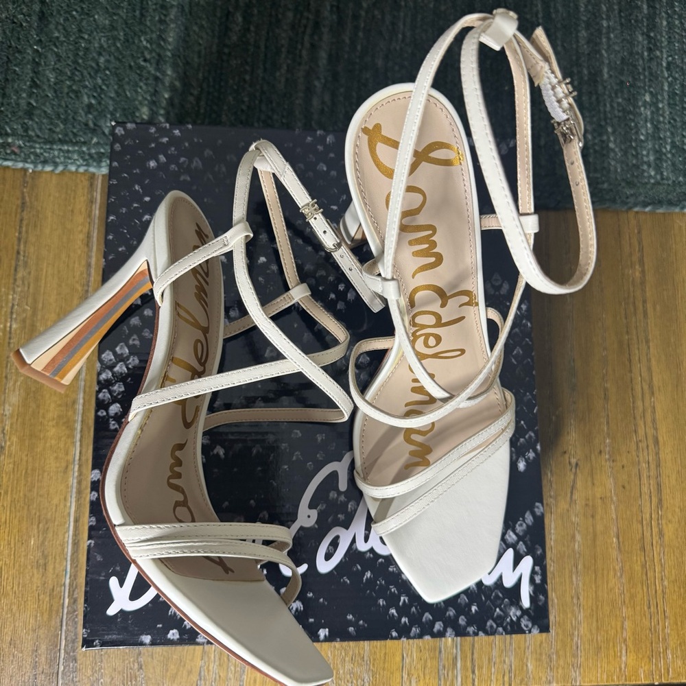 FLASH SALE! Sam Edelman ivory strappy ankle strap heels - Picture 5 of 8